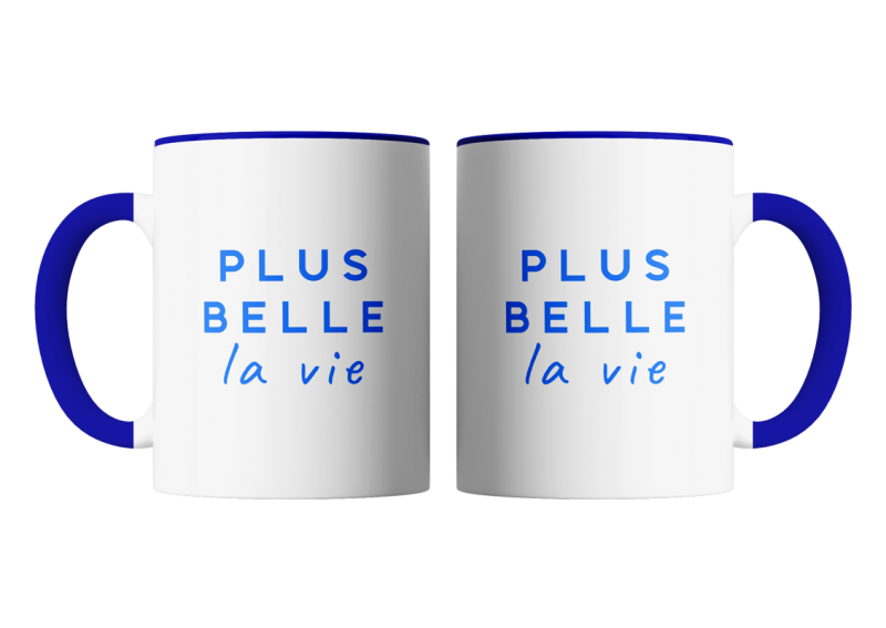 Mug Bicolore BLEU Logo Plus Belle La Vie