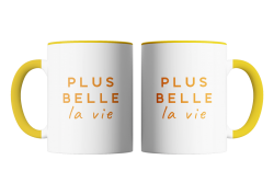 Mug Bicolore JAUNE Logo Plus Belle La Vie