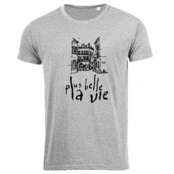 T-shirt Vintage Gris Plus Belle La Vie